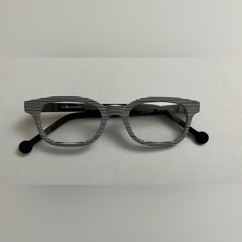 RARE New L.A.Eyeworks Unisex Eyeglasses Frame - Black & White Stripes